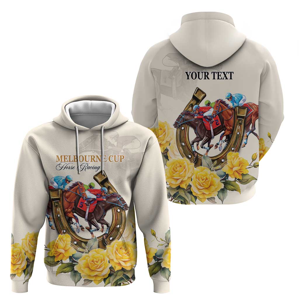 Melbourne Horse Racing Personalised Hoodie Australian Horse With Yellow Roses LT9 - Vibe Hoodie Shop