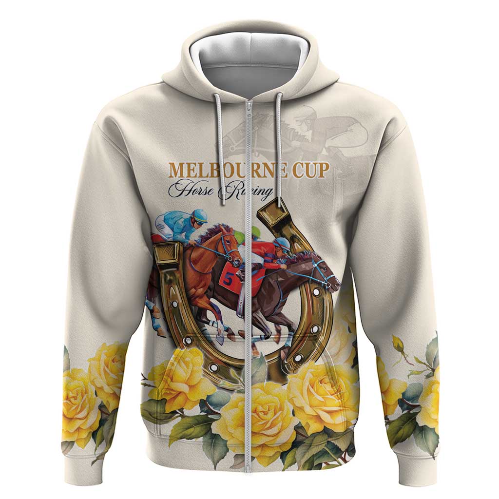 Melbourne Horse Racing Personalised Hoodie Australian Horse With Yellow Roses LT9 - Vibe Hoodie Shop