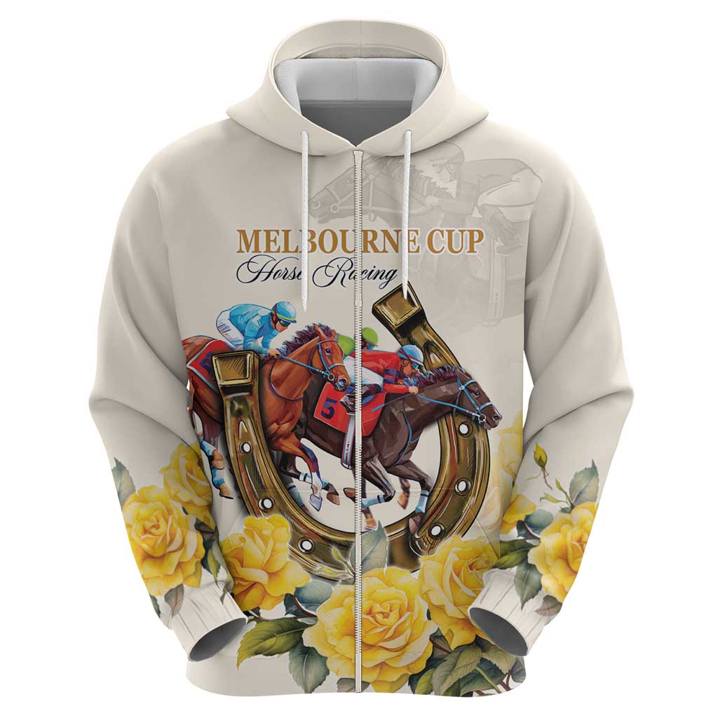 Melbourne Horse Racing Personalised Hoodie Australian Horse With Yellow Roses LT9 - Vibe Hoodie Shop