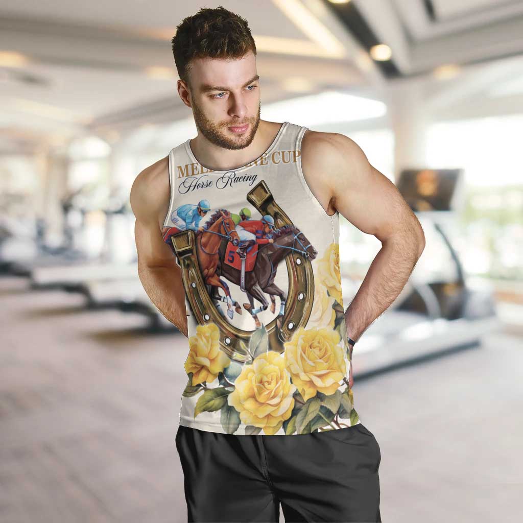 Melbourne Horse Racing Personalised Men Tank Top Australian Horse With Yellow Roses - Vibe Hoodie Shop