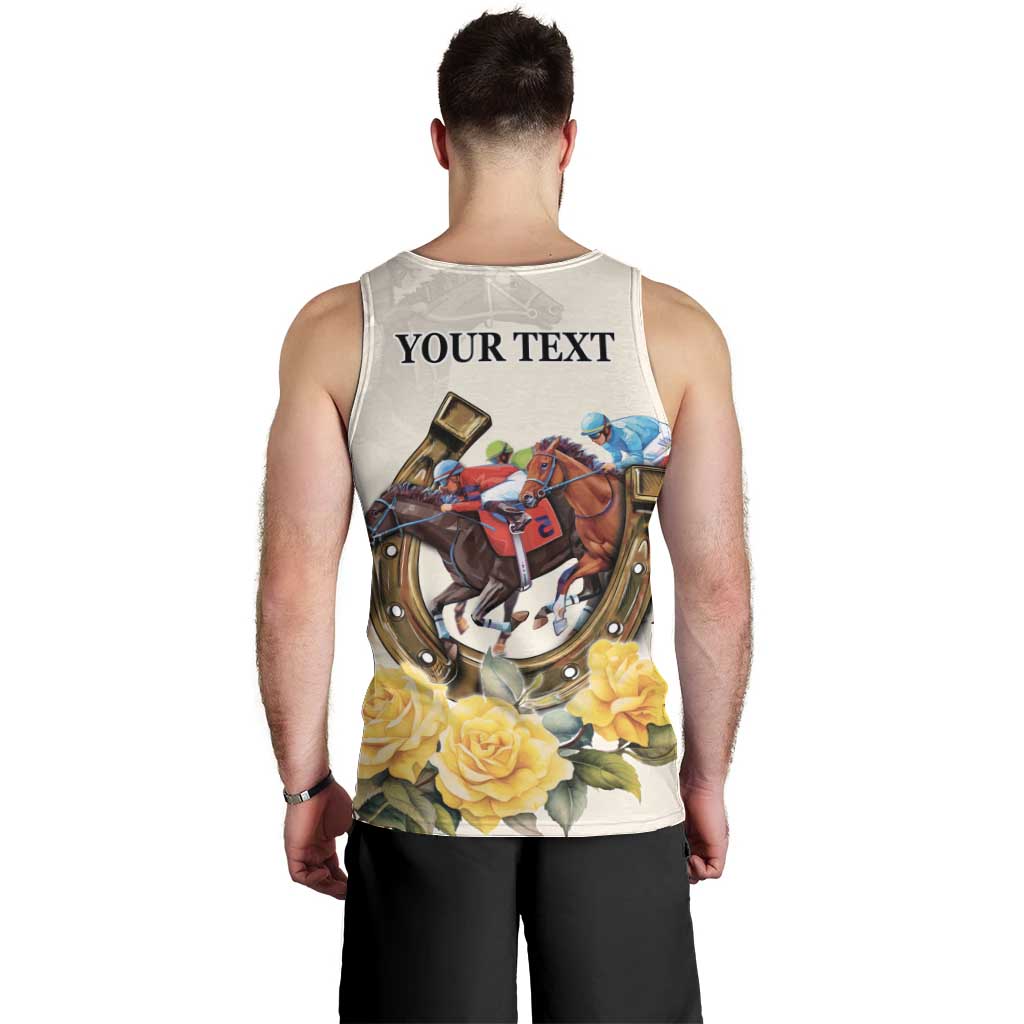 Melbourne Horse Racing Personalised Men Tank Top Australian Horse With Yellow Roses - Vibe Hoodie Shop