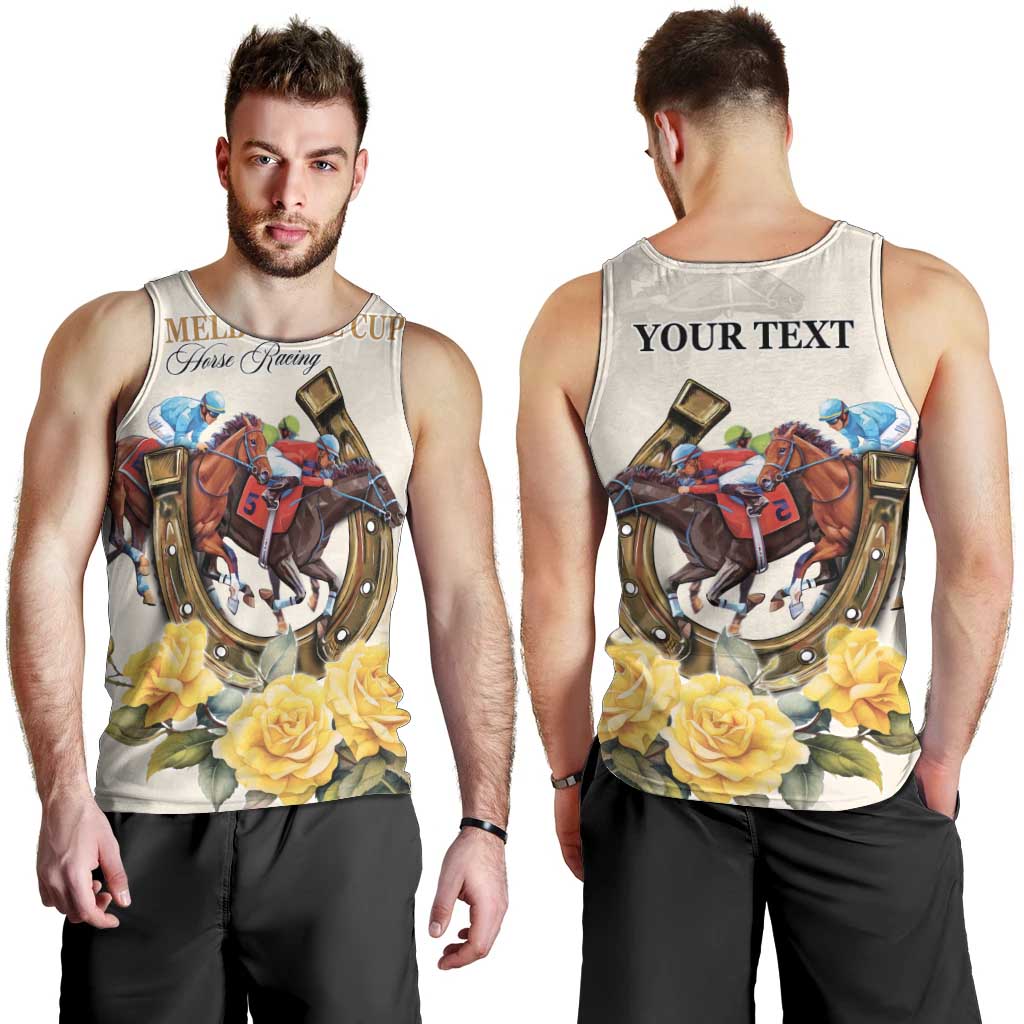 Melbourne Horse Racing Personalised Men Tank Top Australian Horse With Yellow Roses - Vibe Hoodie Shop