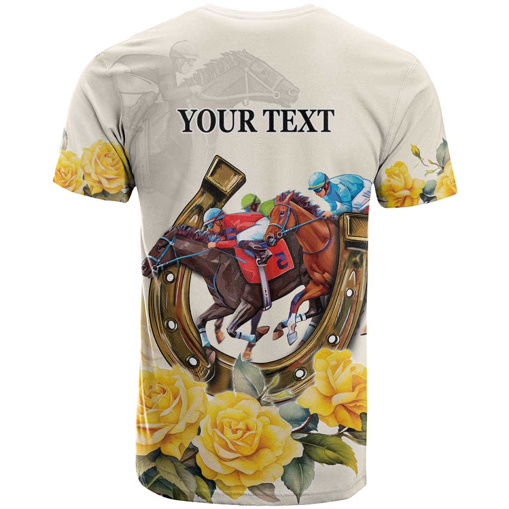 Melbourne Horse Racing Personalised T Shirt Australian Horse With Yellow Roses LT9 - Vibe Hoodie Shop