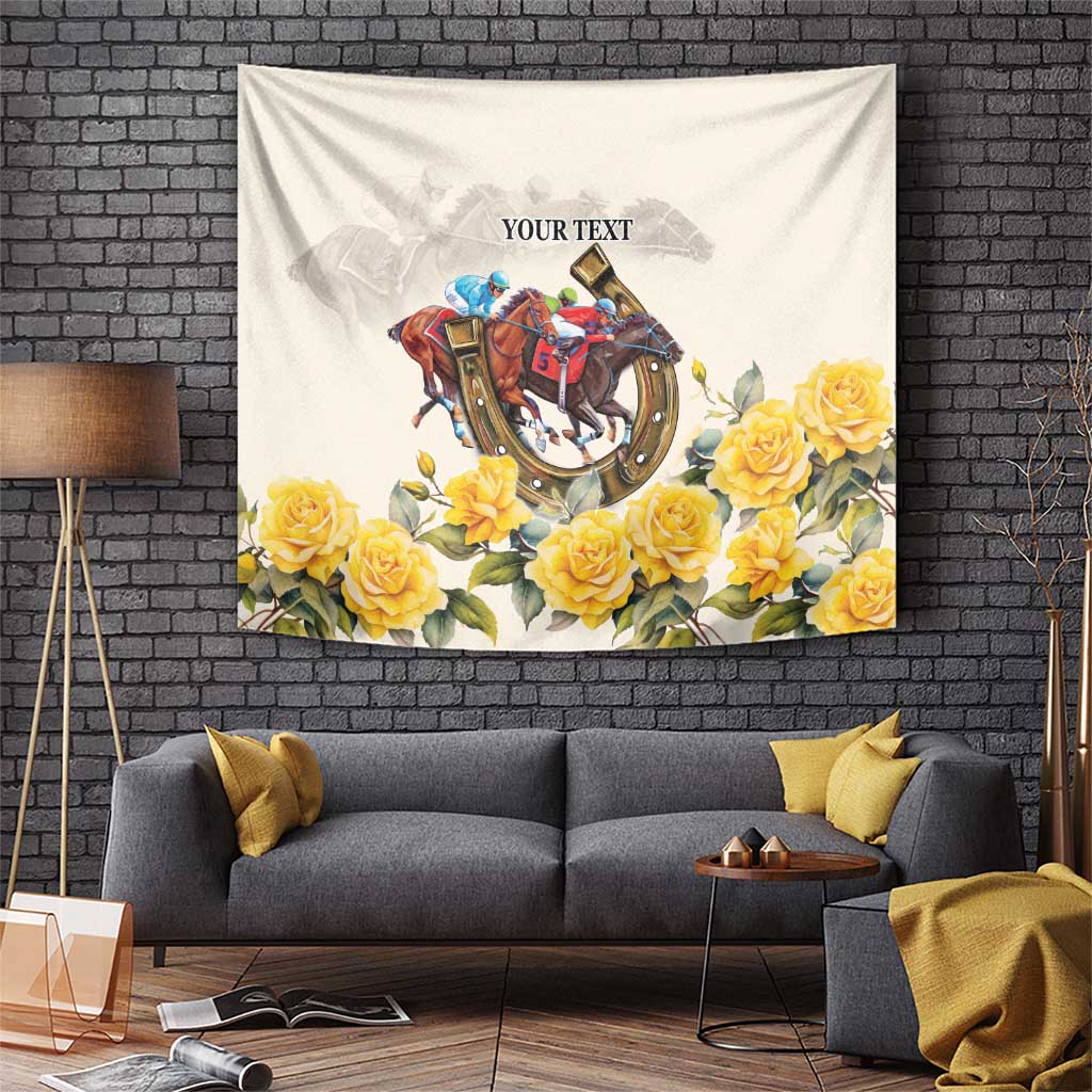 Melbourne Horse Racing Personalised Tapestry Australian Horse With Yellow Roses - Vibe Hoodie Shop