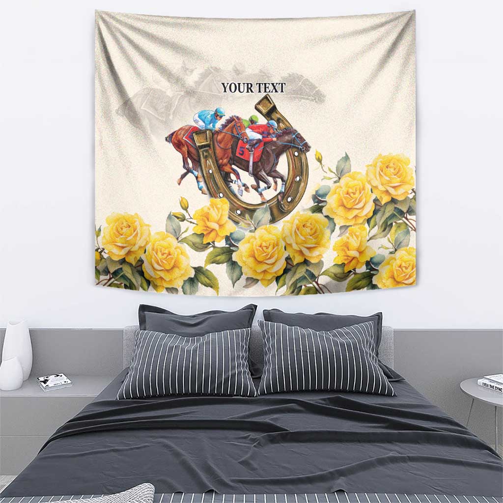 Melbourne Horse Racing Personalised Tapestry Australian Horse With Yellow Roses - Vibe Hoodie Shop