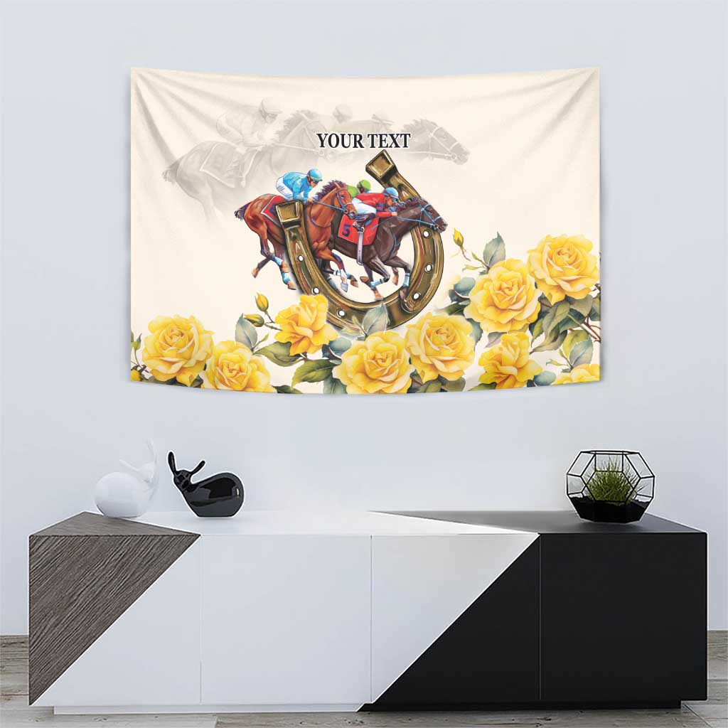 Melbourne Horse Racing Personalised Tapestry Australian Horse With Yellow Roses - Vibe Hoodie Shop