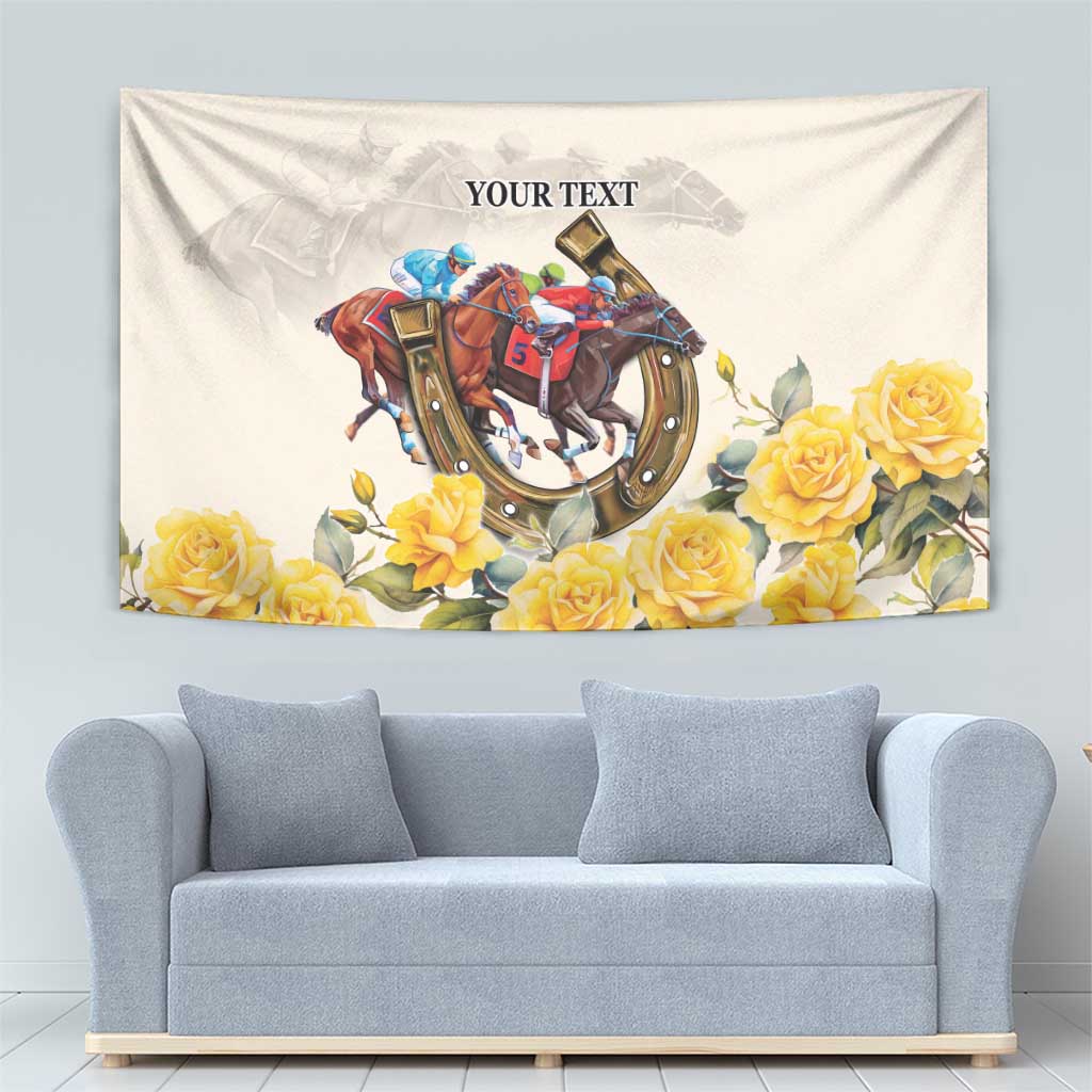 Melbourne Horse Racing Personalised Tapestry Australian Horse With Yellow Roses - Vibe Hoodie Shop