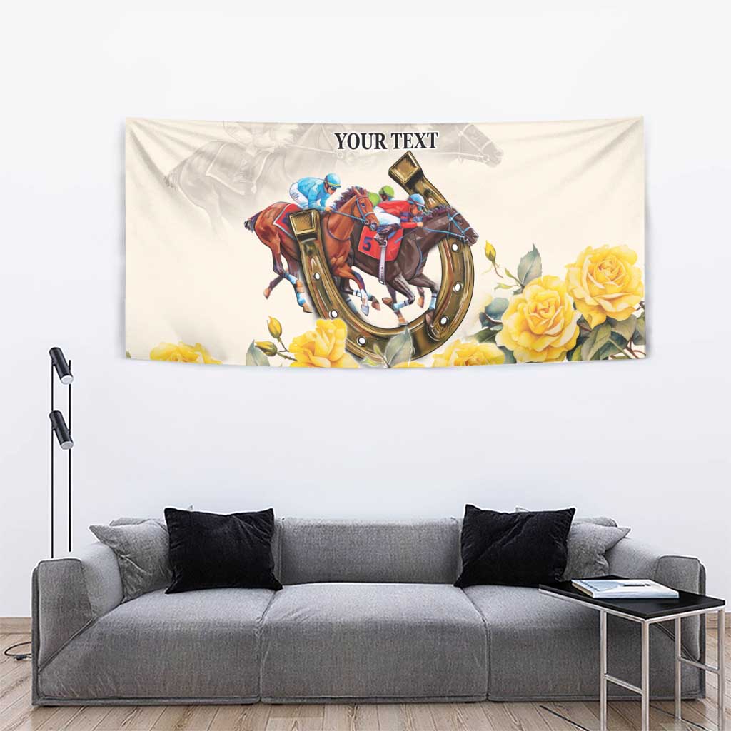 Melbourne Horse Racing Personalised Tapestry Australian Horse With Yellow Roses - Vibe Hoodie Shop