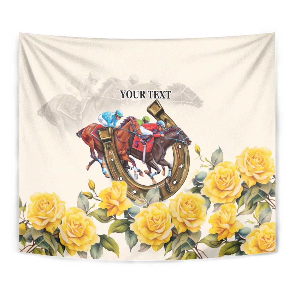 Melbourne Horse Racing Personalised Tapestry Australian Horse With Yellow Roses - Vibe Hoodie Shop