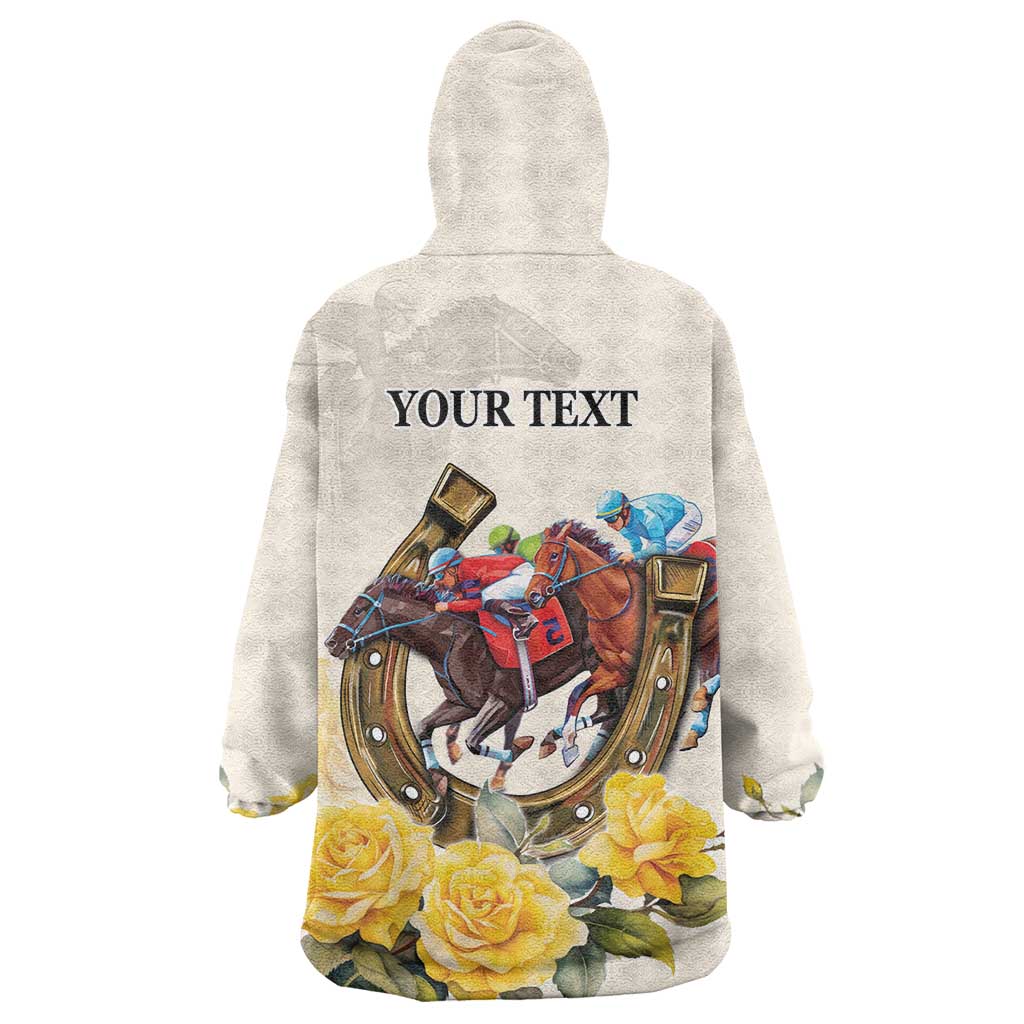 Melbourne Horse Racing Personalised Wearable Blanket Hoodie Australian Horse With Yellow Roses - Vibe Hoodie Shop