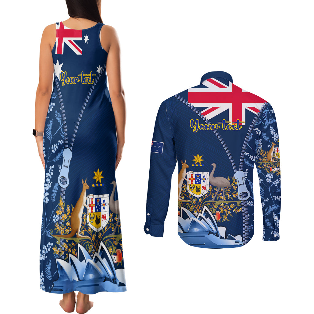 Personalised Happy Australia Day 26 January Couples Matching Tank Maxi Dress and Long Sleeve Button Shirt LT9