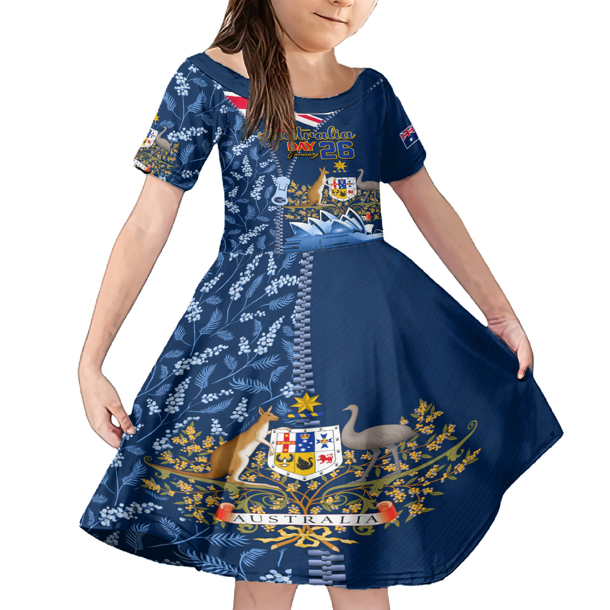 Personalised Happy Australia Day 26 January Family Matching Long Sleeve Bodycon Dress and Hawaiian Shirt LT9