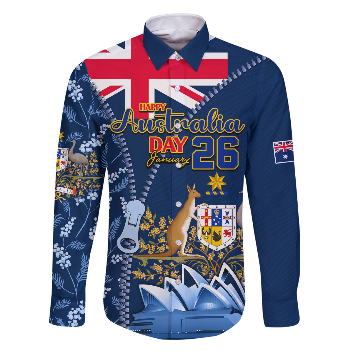 Personalised Happy Australia Day 26 January Family Matching Long Sleeve Bodycon Dress and Hawaiian Shirt LT9