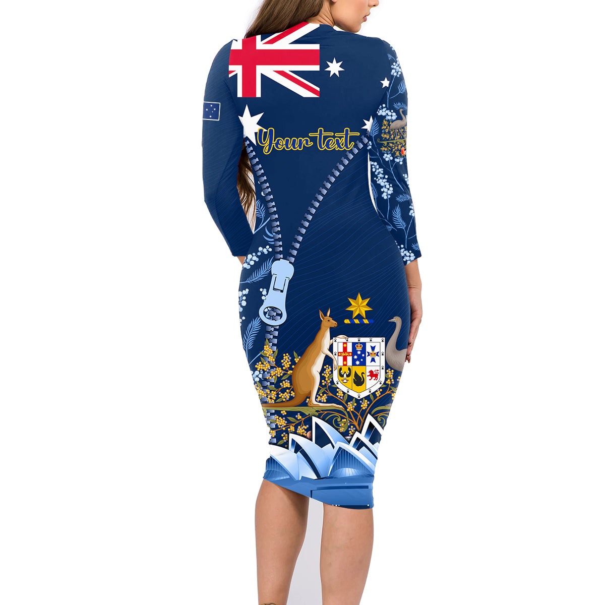 Personalised Happy Australia Day 26 January Family Matching Long Sleeve Bodycon Dress and Hawaiian Shirt LT9