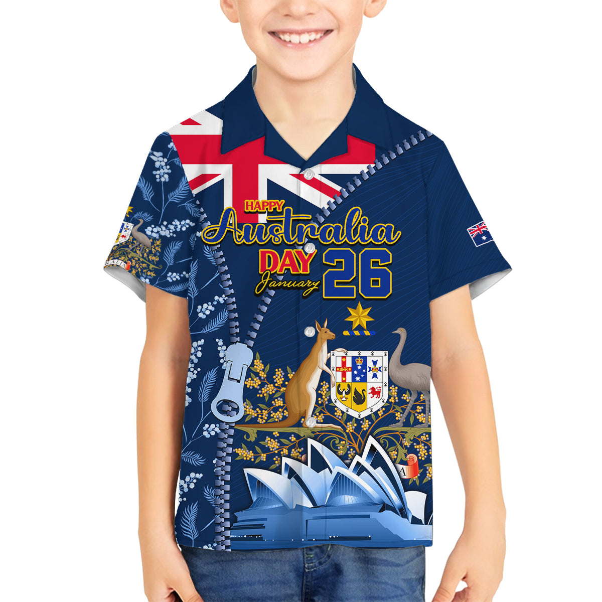 Personalised Happy Australia Day 26 January Family Matching Long Sleeve Bodycon Dress and Hawaiian Shirt LT9