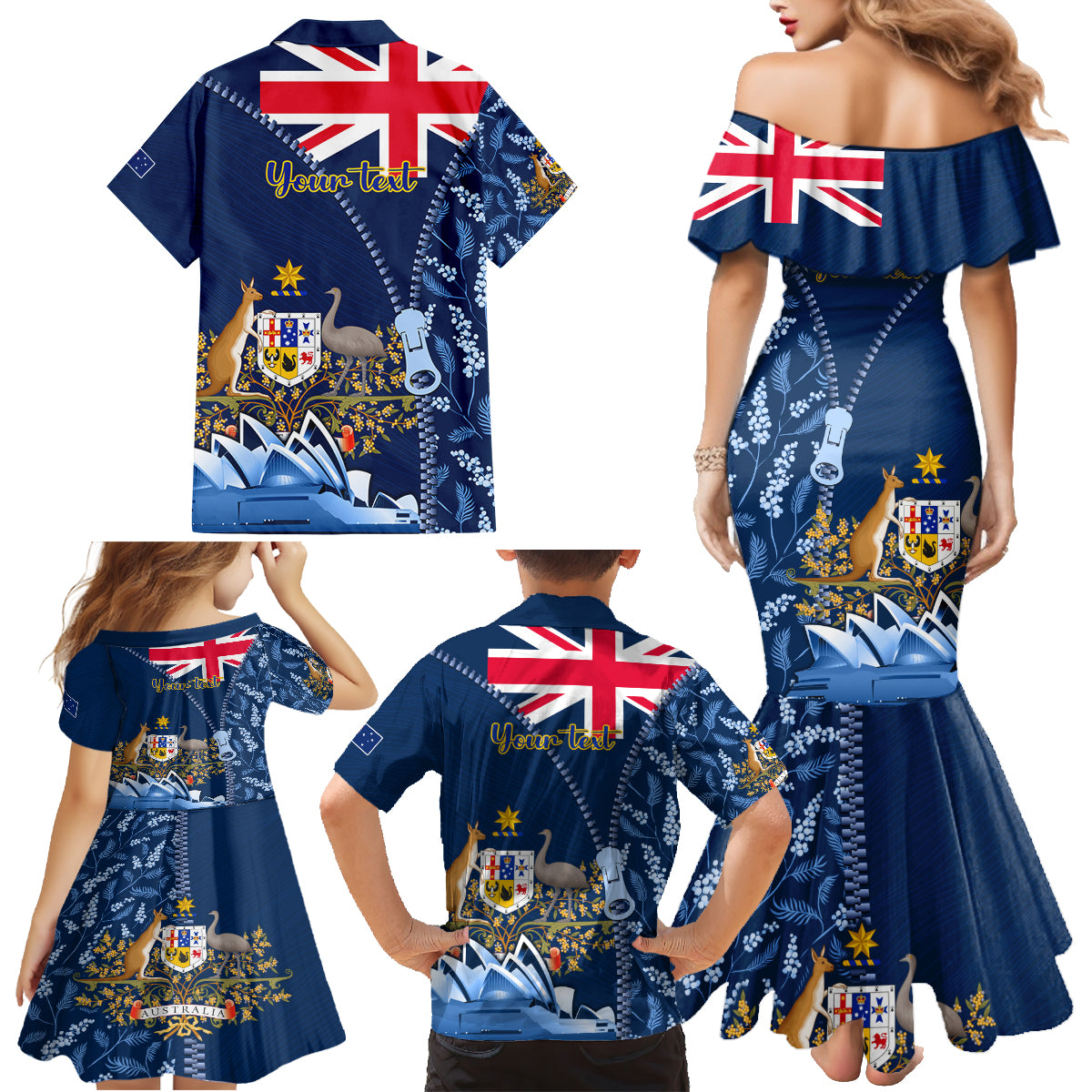 Personalised Happy Australia Day 26 January Family Matching Mermaid Dress and Hawaiian Shirt LT9