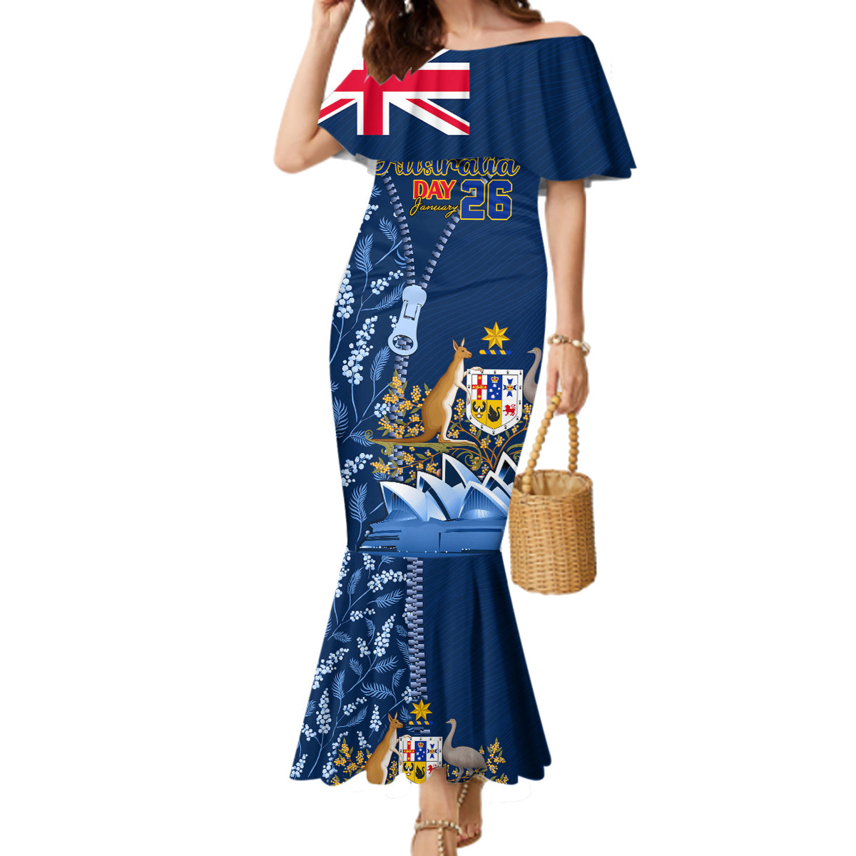 Personalised Happy Australia Day 26 January Family Matching Mermaid Dress and Hawaiian Shirt LT9