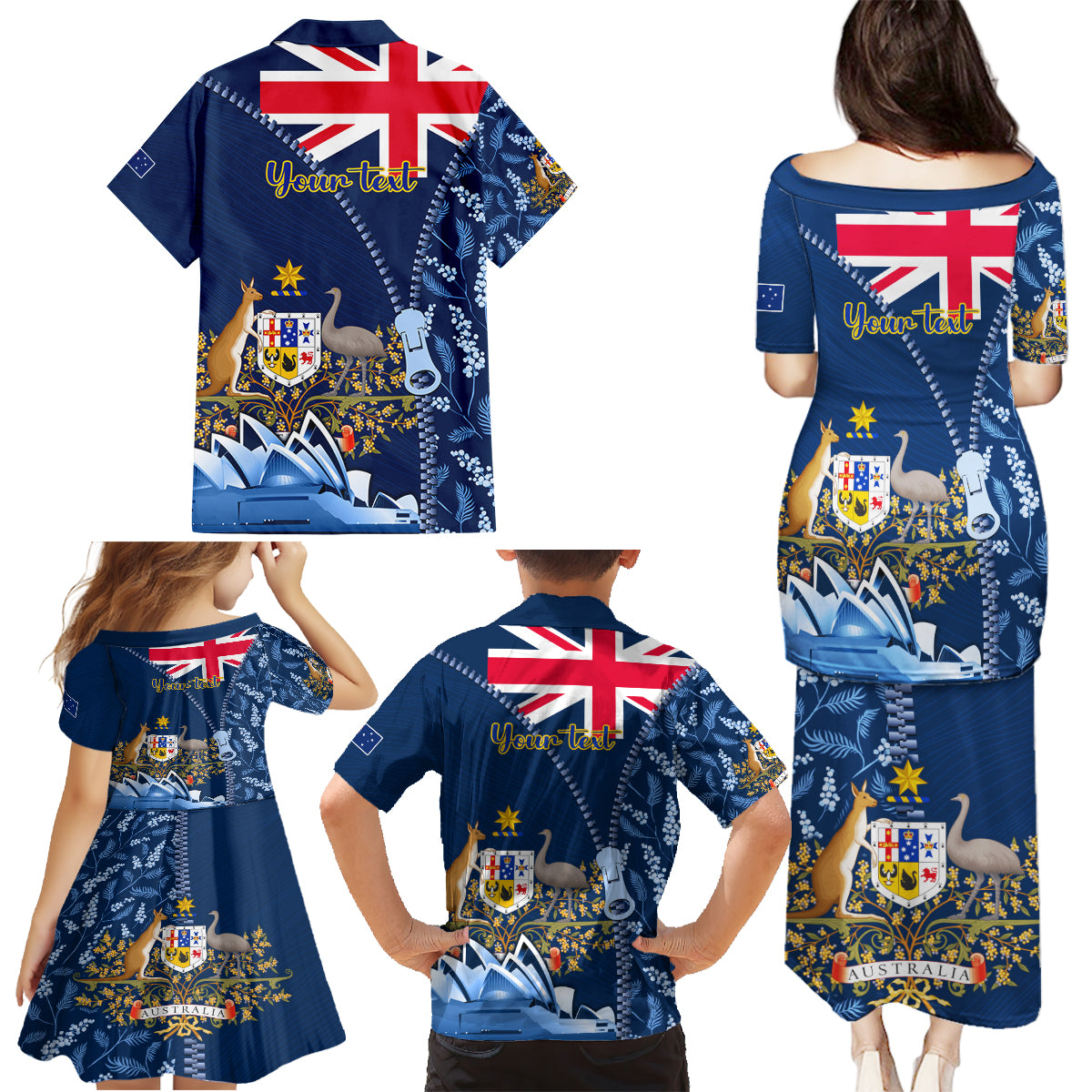 Personalised Happy Australia Day 26 January Family Matching Puletasi Dress and Hawaiian Shirt LT9