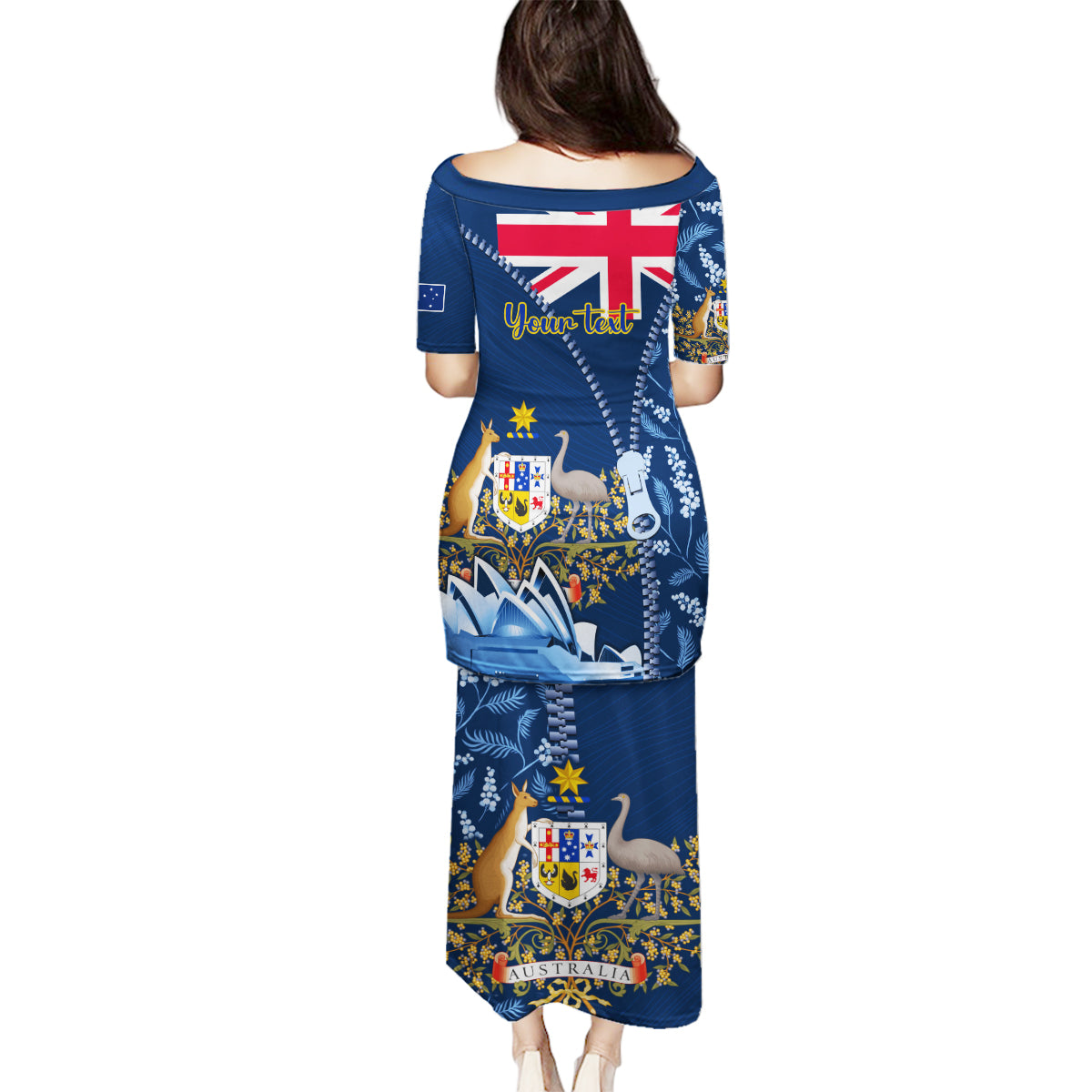 Personalised Happy Australia Day 26 January Family Matching Puletasi Dress and Hawaiian Shirt LT9