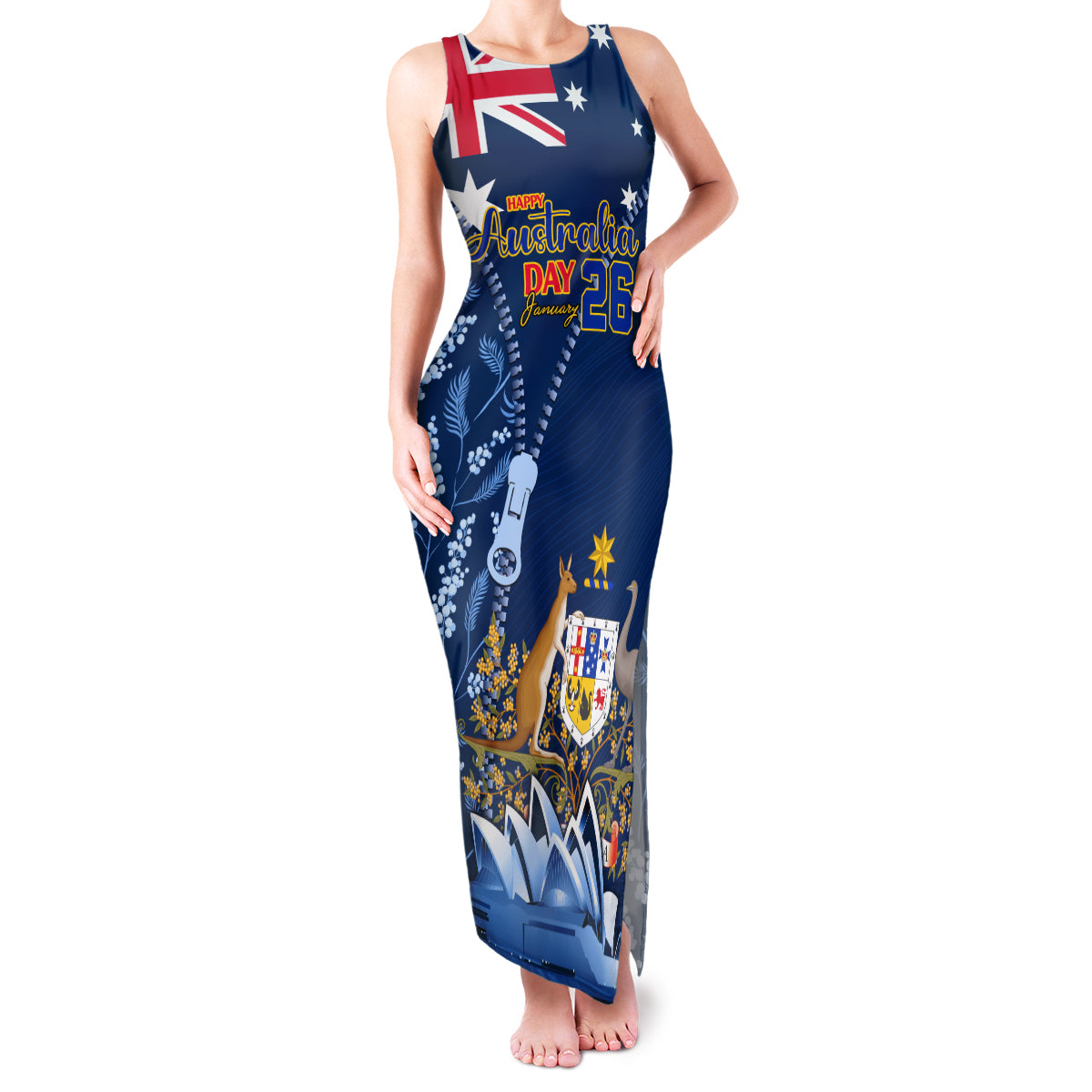 Personalised Happy Australia Day 26 January Family Matching Tank Maxi Dress and Hawaiian Shirt LT9