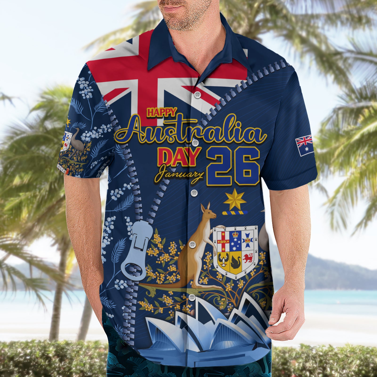 Personalised Happy Australia Day 26 January Hawaiian Shirt - Vibe Hoodie Shop