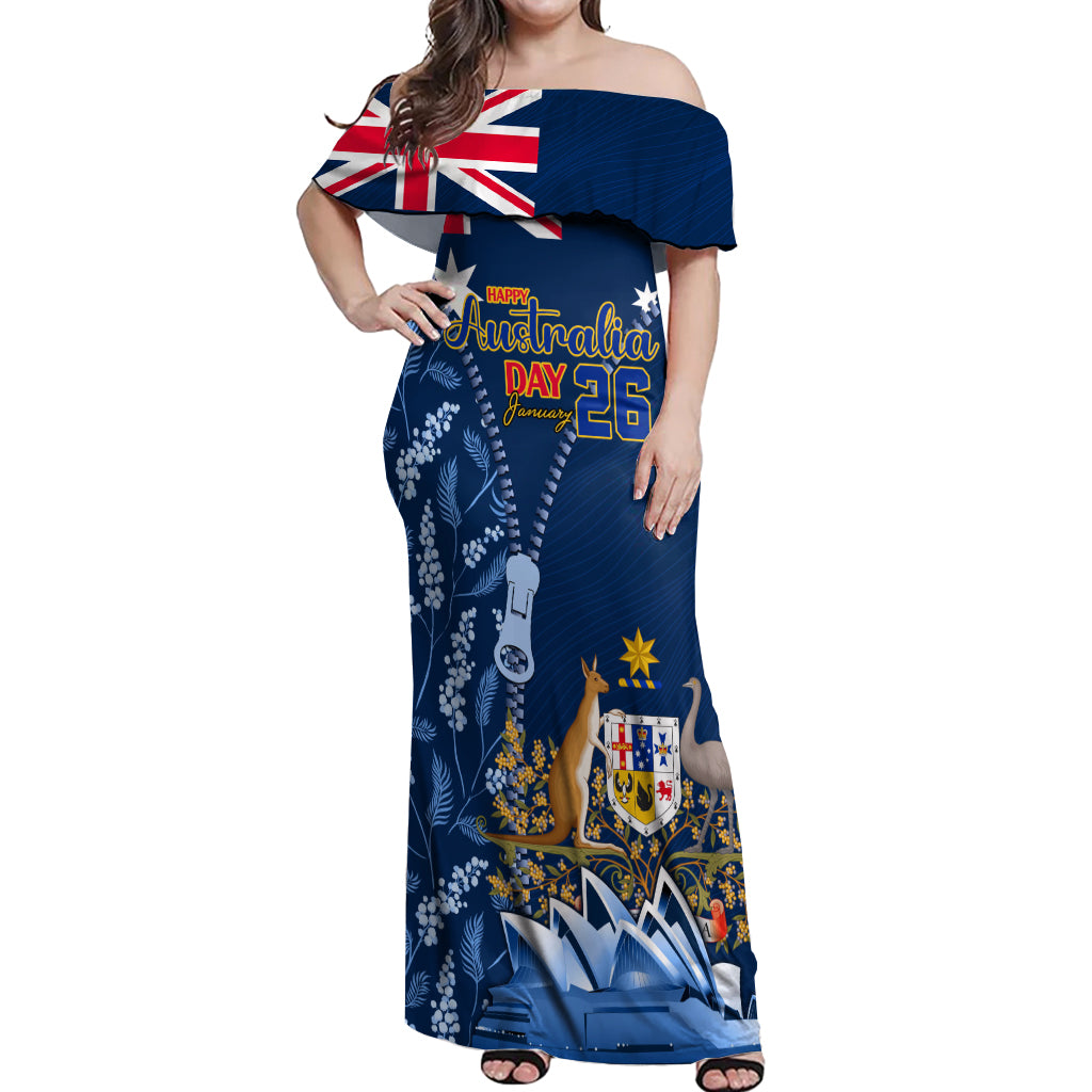 Personalised Happy Australia Day 26 January Off Shoulder Maxi Dress LT9