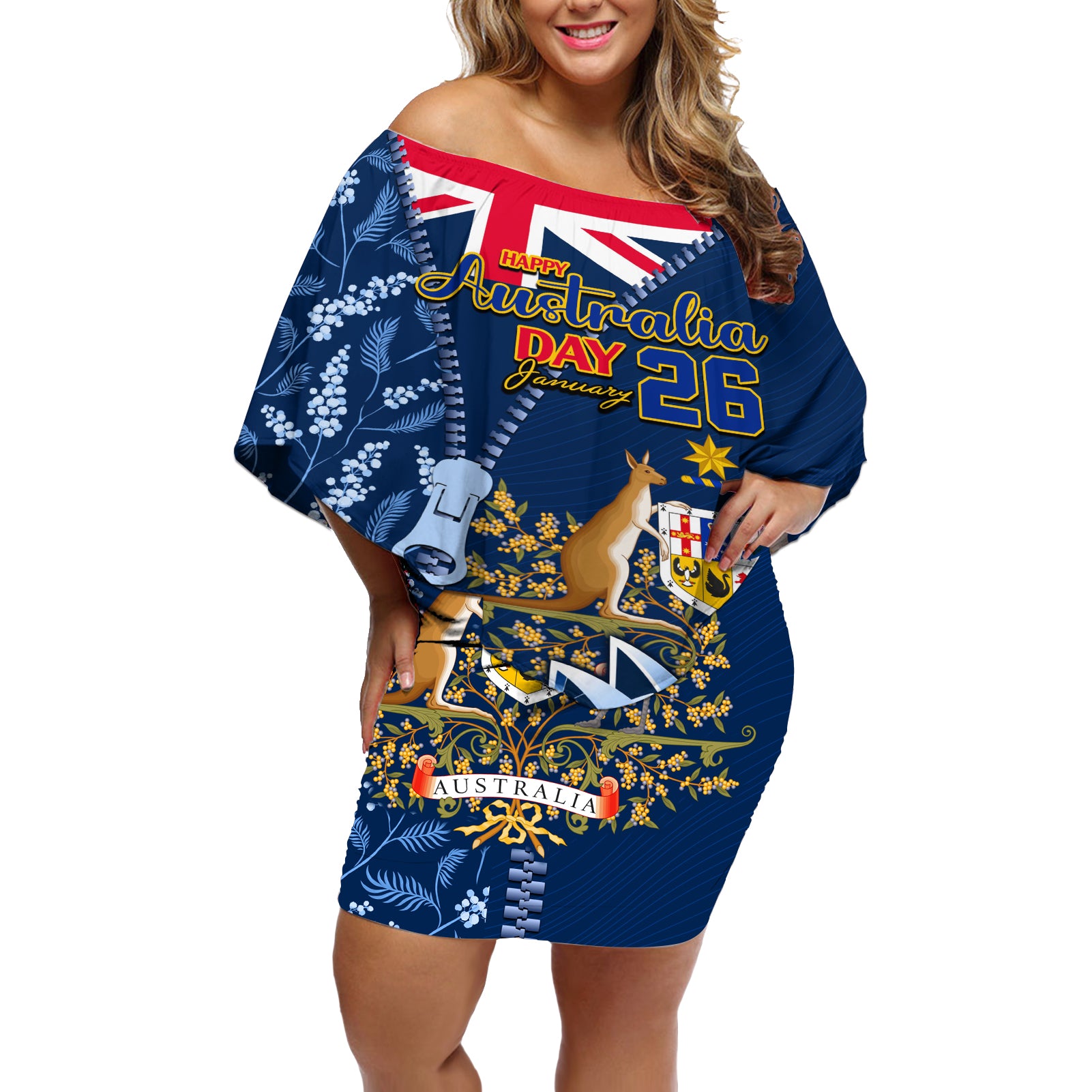 Personalised Happy Australia Day 26 January Off Shoulder Short Dress LT9