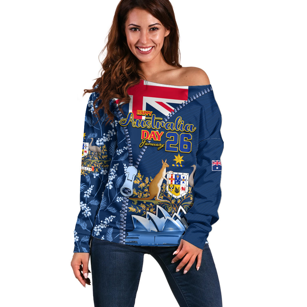 Personalised Happy Australia Day 26 January Off Shoulder Sweater - Vibe Hoodie Shop