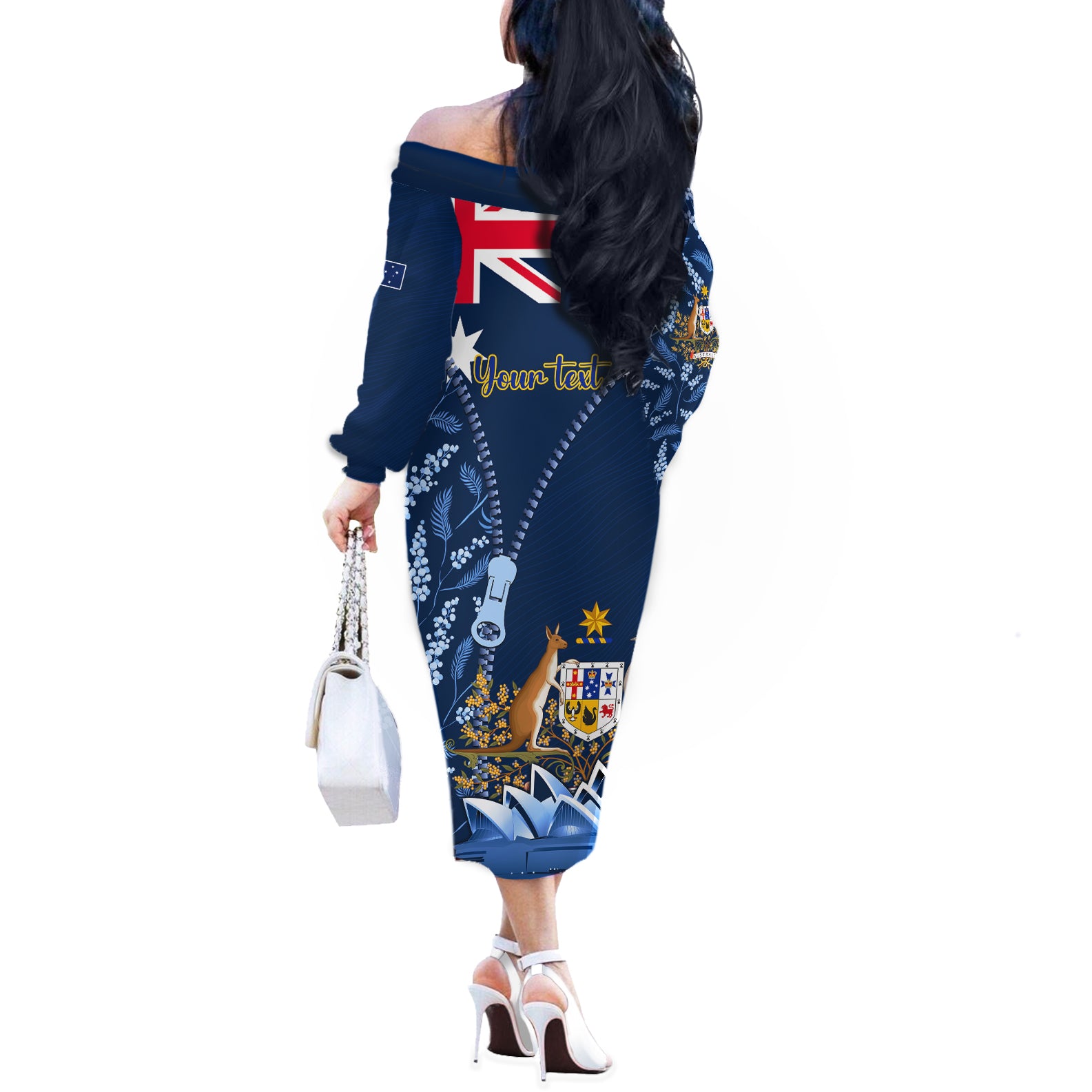 Personalised Happy Australia Day 26 January Off The Shoulder Long Sleeve Dress LT9