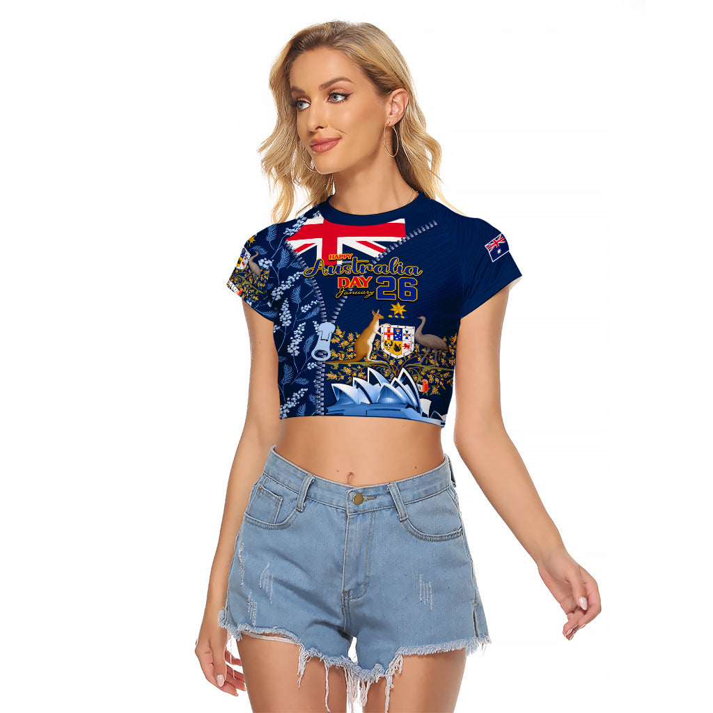 Personalised Happy Australia Day 26 January Raglan Cropped T Shirt - Vibe Hoodie Shop