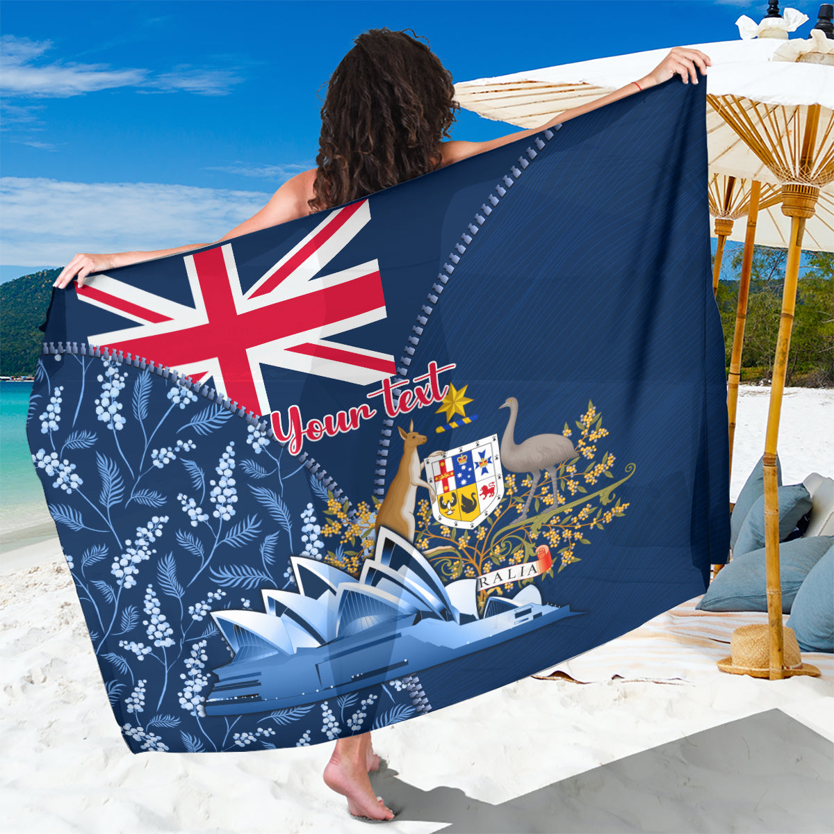 Personalised Happy Australia Day 26 January Sarong - Vibe Hoodie Shop