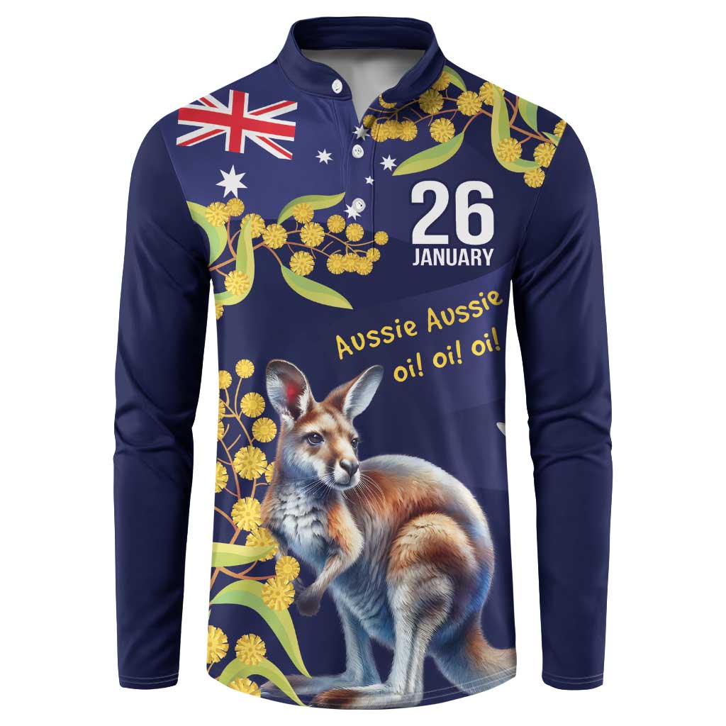 Blue Kangaroo and Golden Wattle Personalised Button Sweatshirt Happy Australia Day 6 January