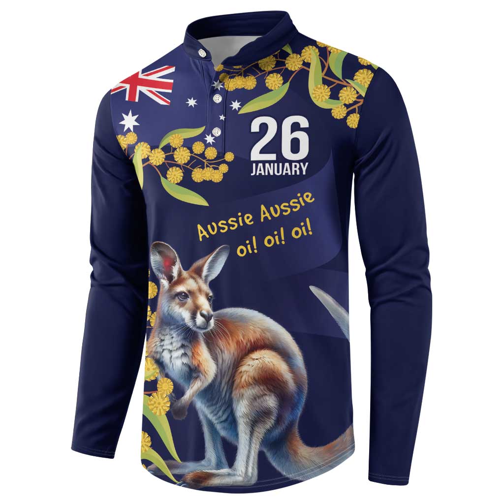 Blue Kangaroo and Golden Wattle Personalised Button Sweatshirt Happy Australia Day 6 January