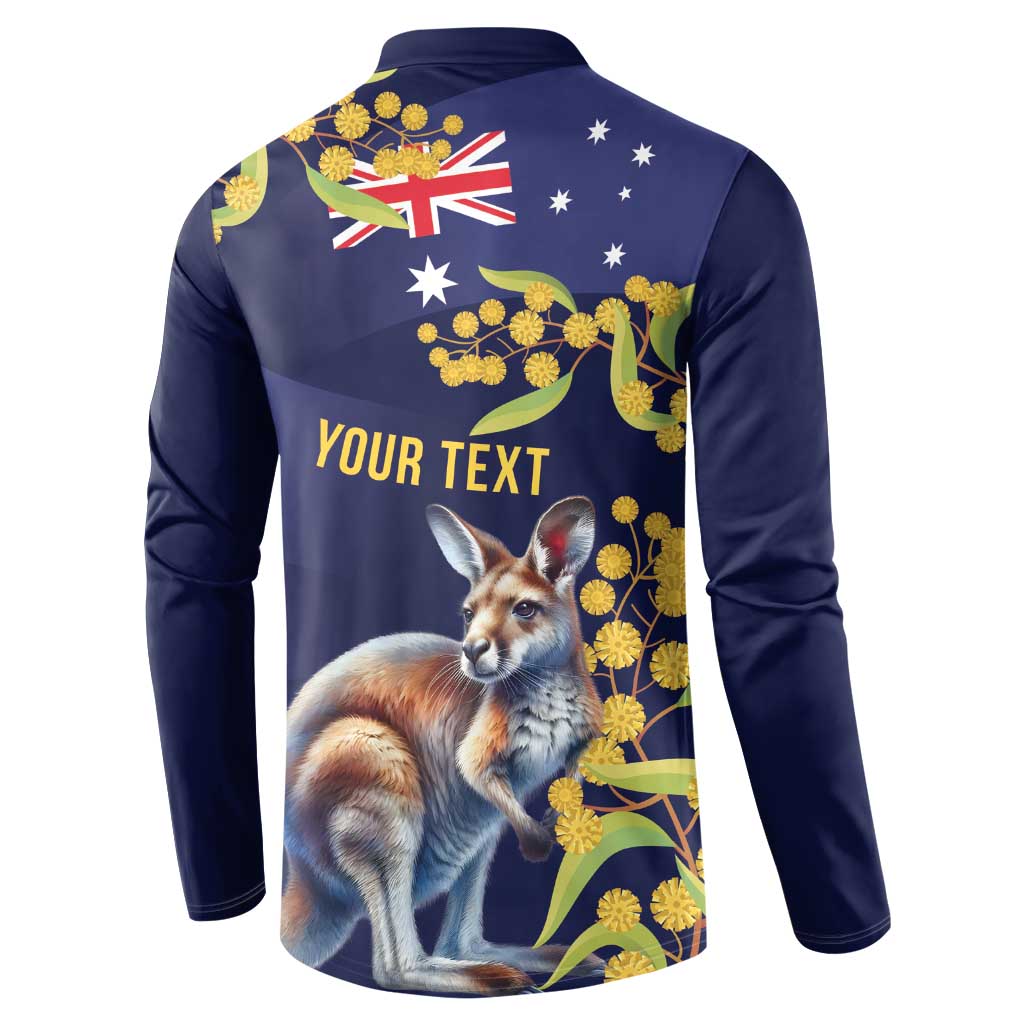 Blue Kangaroo and Golden Wattle Personalised Button Sweatshirt Happy Australia Day 6 January