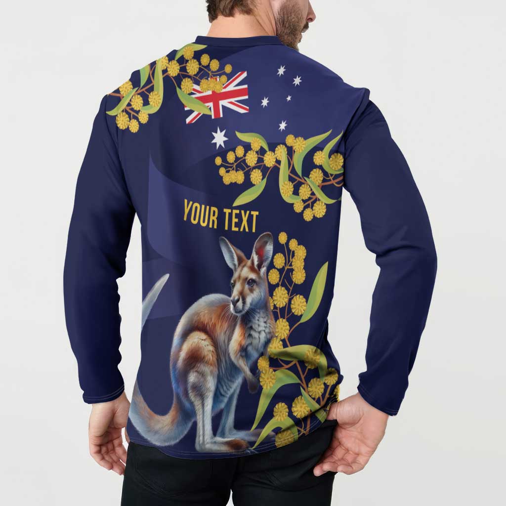 Blue Kangaroo and Golden Wattle Personalised Button Sweatshirt Happy Australia Day 6 January