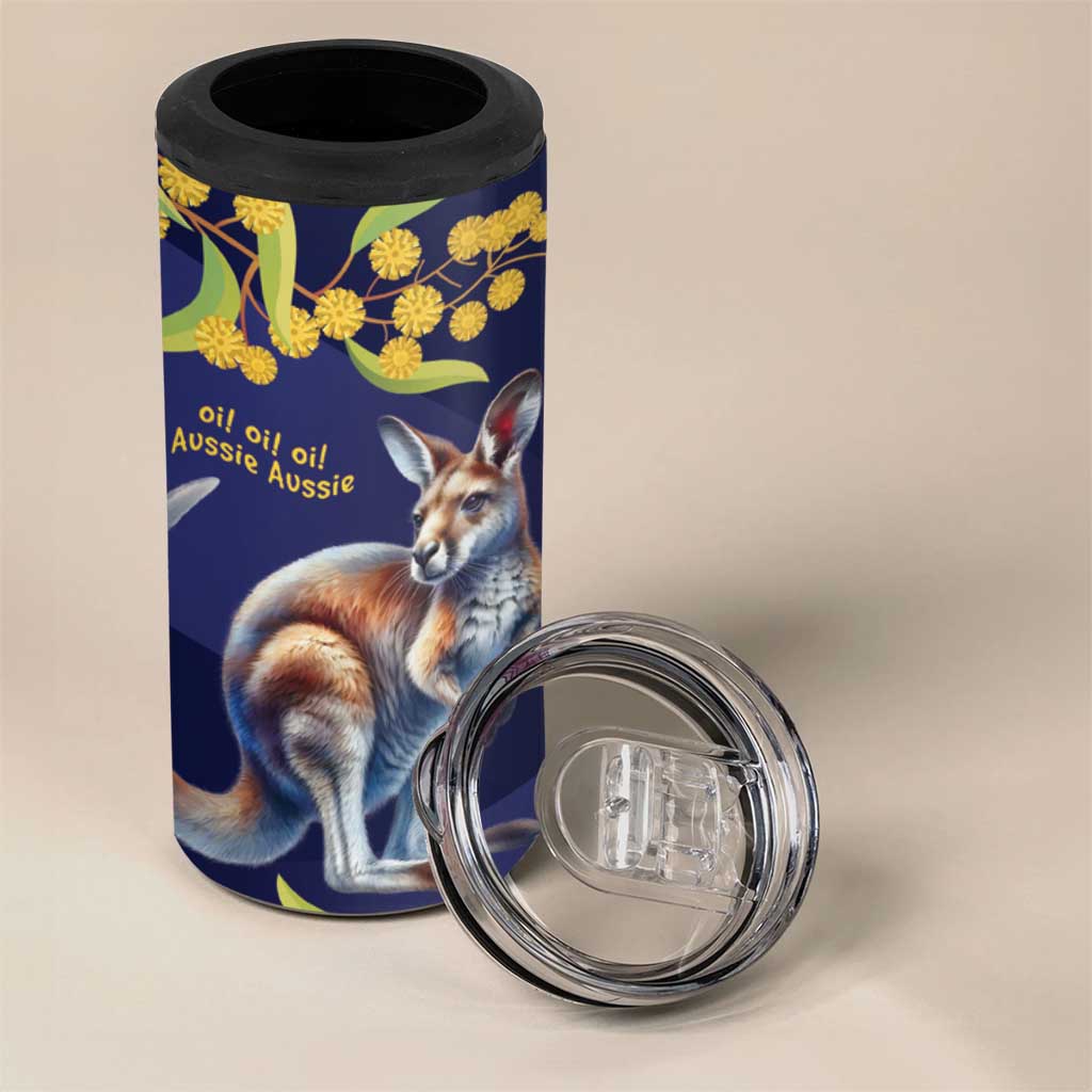 Blue Kangaroo and Golden Wattle Personalised 4 in 1 Can Cooler Tumbler Happy Australia Day 6 January