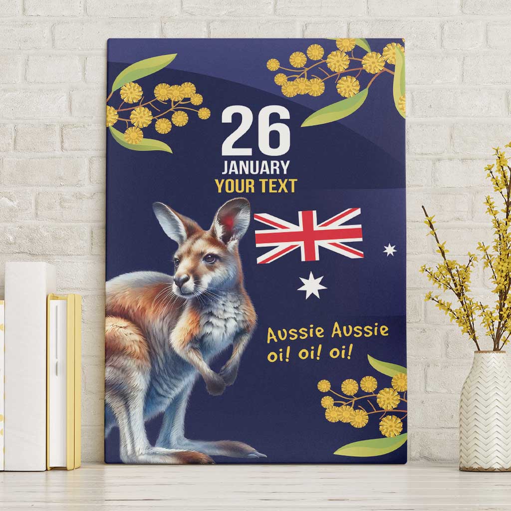 Blue Kangaroo and Golden Wattle Personalised Canvas Wall Art Happy Australia Day 6 January