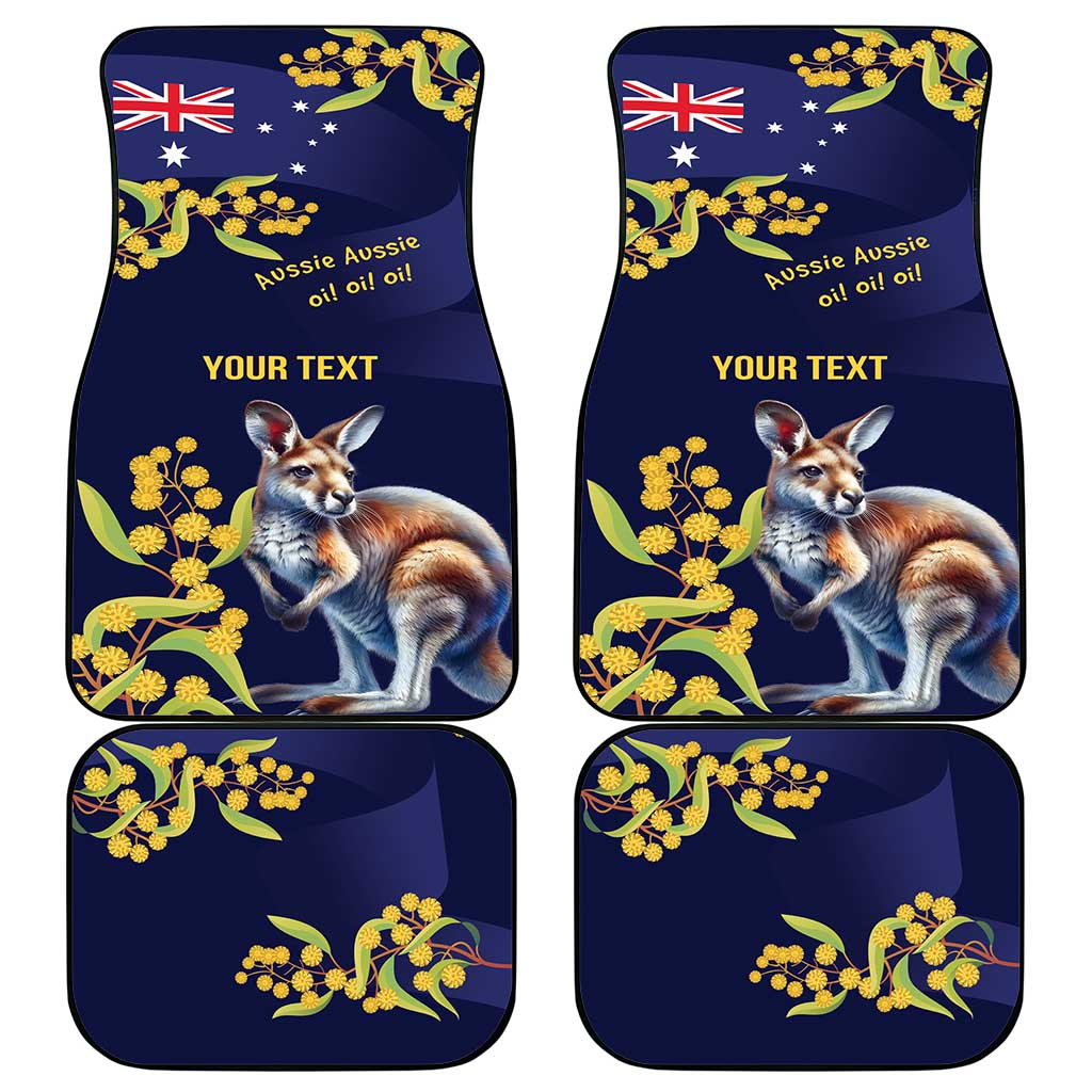 Blue Kangaroo and Golden Wattle Personalised Car Mats Happy Australia Day 6 January