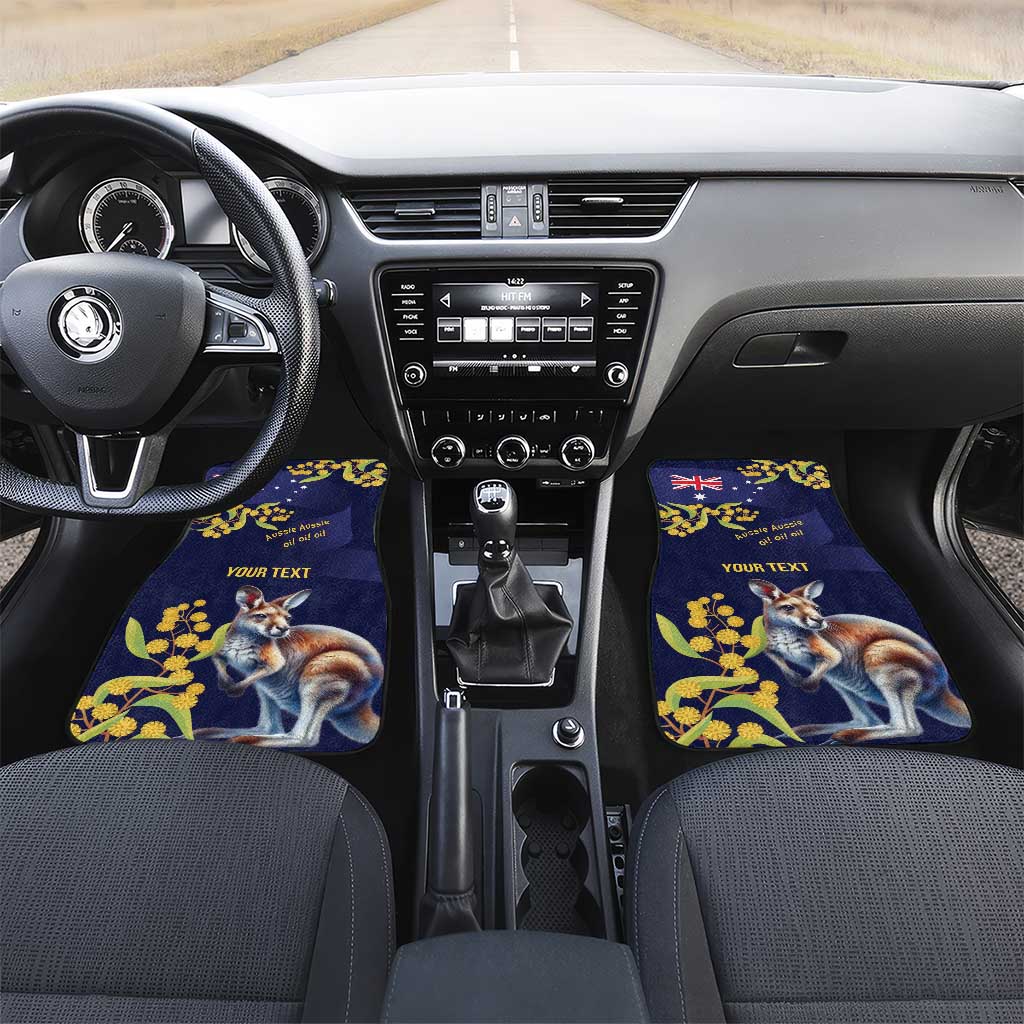 Blue Kangaroo and Golden Wattle Personalised Car Mats Happy Australia Day 6 January