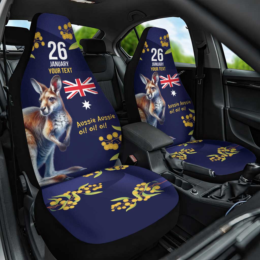 Blue Kangaroo and Golden Wattle Personalised Car Seat Cover Happy Australia Day 6 January - Vibe Hoodie Shop