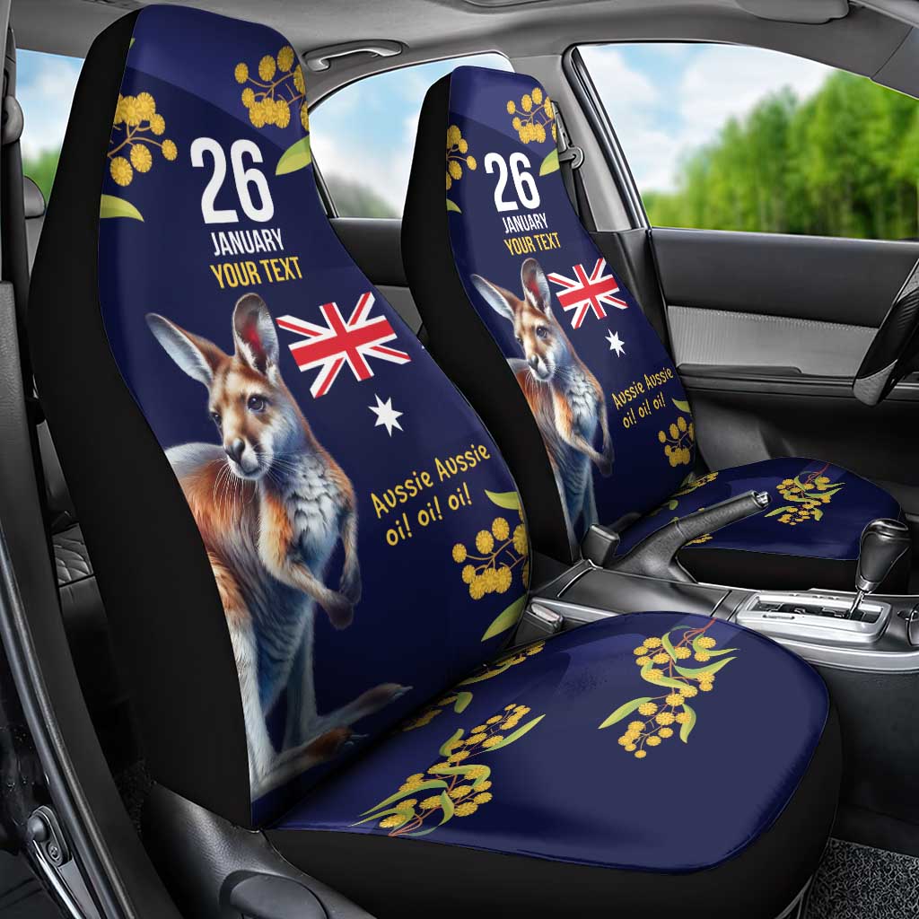 Blue Kangaroo and Golden Wattle Personalised Car Seat Cover Happy Australia Day 6 January - Vibe Hoodie Shop