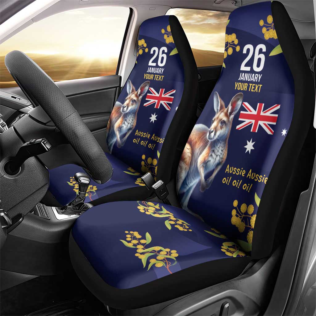 Blue Kangaroo and Golden Wattle Personalised Car Seat Cover Happy Australia Day 6 January - Vibe Hoodie Shop