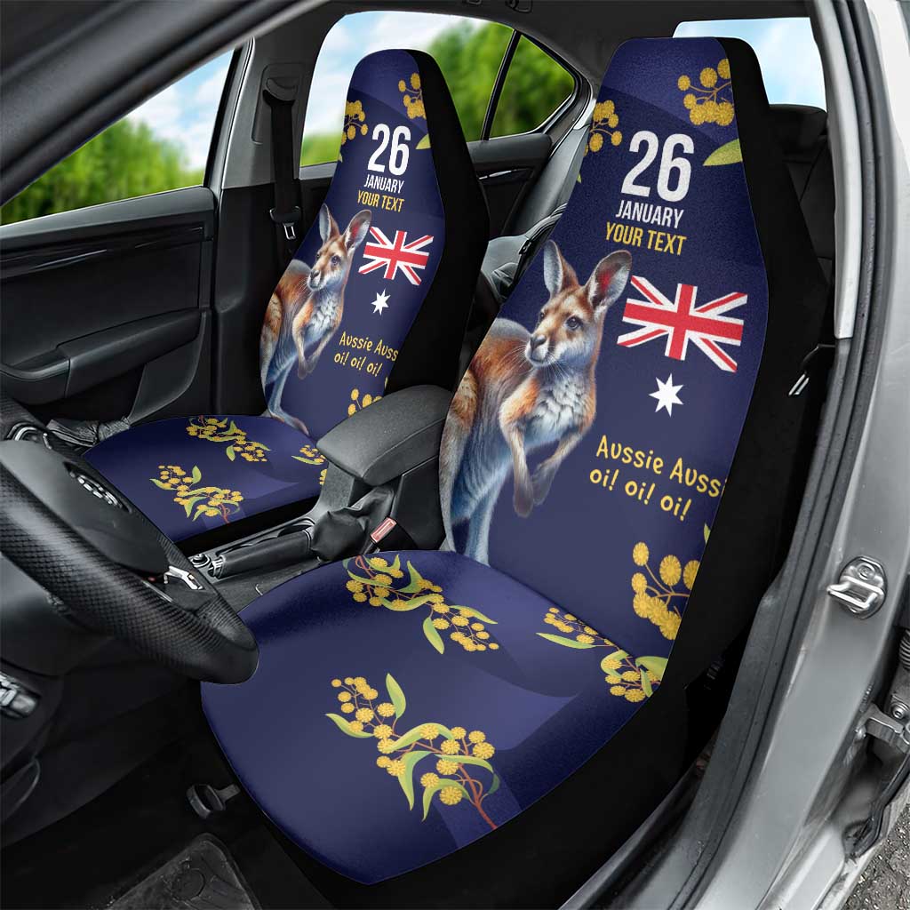 Blue Kangaroo and Golden Wattle Personalised Car Seat Cover Happy Australia Day 6 January - Vibe Hoodie Shop