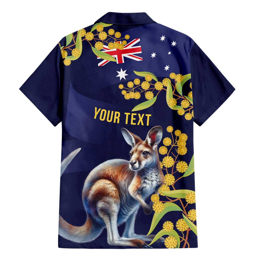 Blue Kangaroo and Golden Wattle Personalised Family Matching Mermaid Dress and Hawaiian Shirt Happy Australia Day 6 January