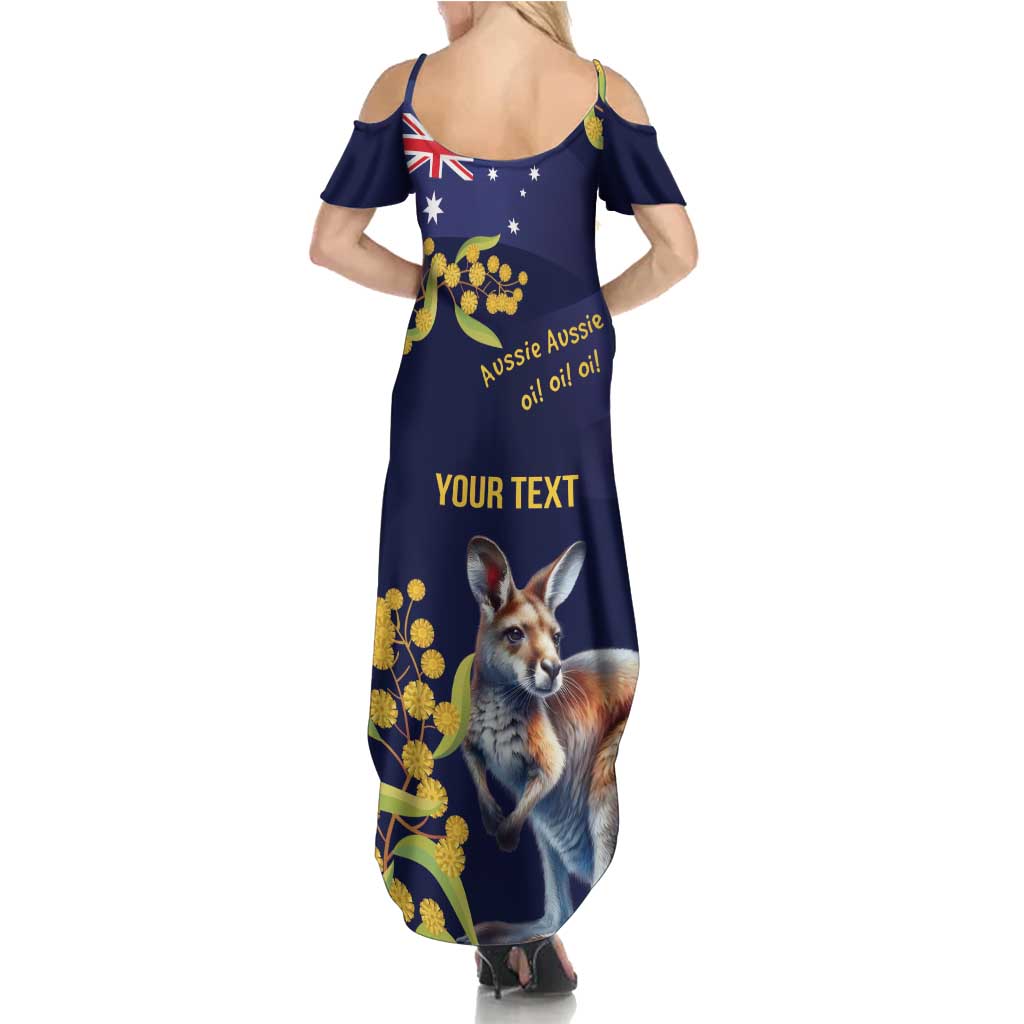 Blue Kangaroo and Golden Wattle Personalised Family Matching Summer Maxi Dress and Hawaiian Shirt Happy Australia Day 6 January