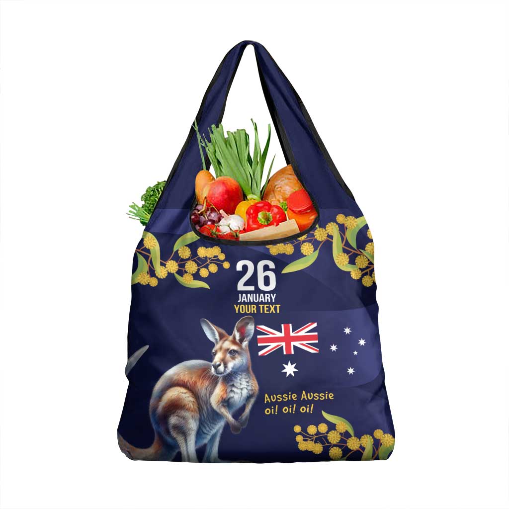 Blue Kangaroo and Golden Wattle Personalised Grocery Bag Happy Australia Day 6 January