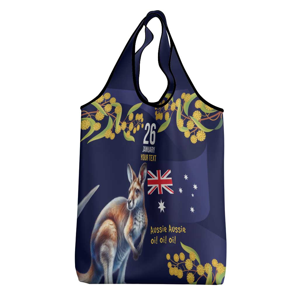 Blue Kangaroo and Golden Wattle Personalised Grocery Bag Happy Australia Day 6 January