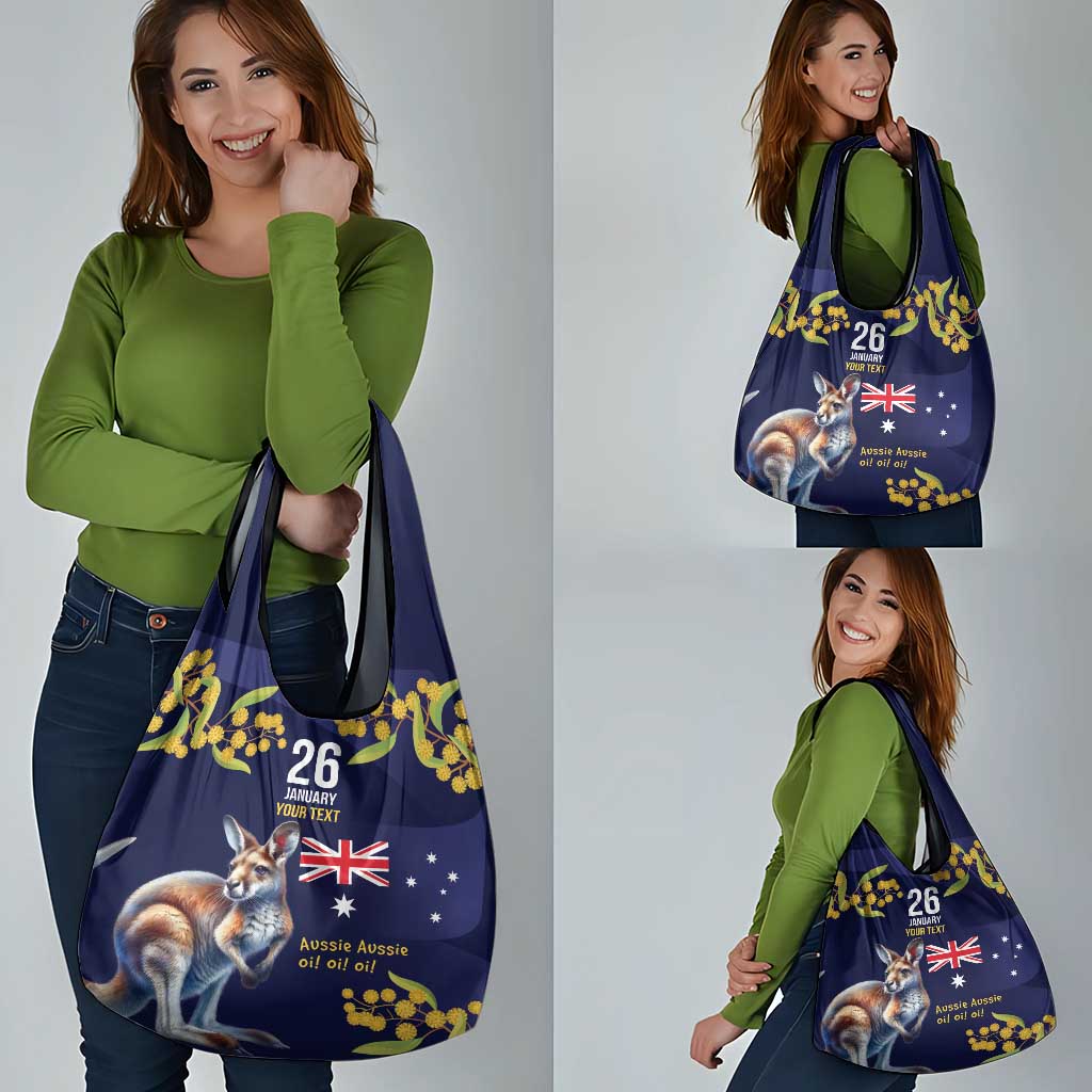 Blue Kangaroo and Golden Wattle Personalised Grocery Bag Happy Australia Day 6 January