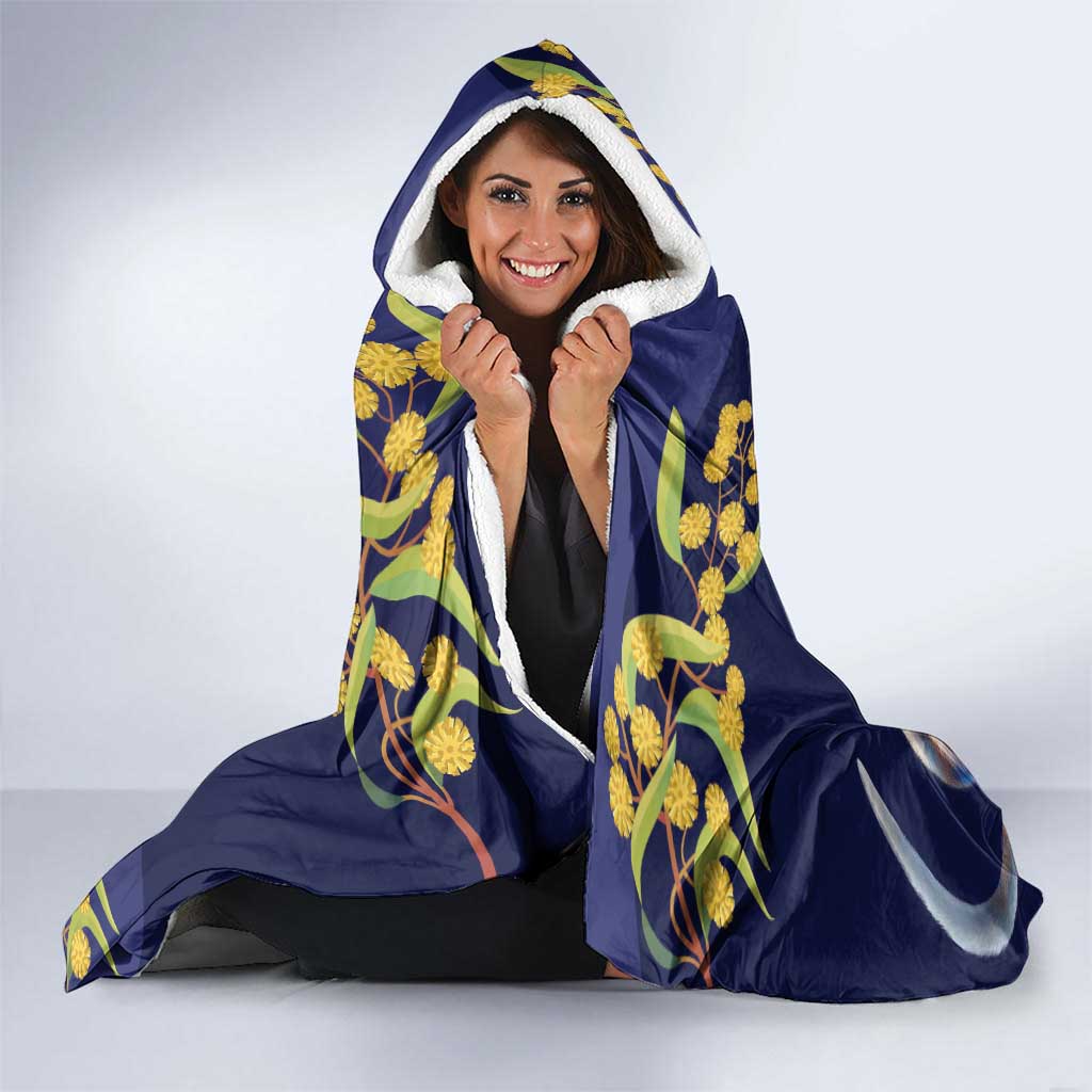 Blue Kangaroo and Golden Wattle Personalised Hooded Blanket Happy Australia Day 6 January