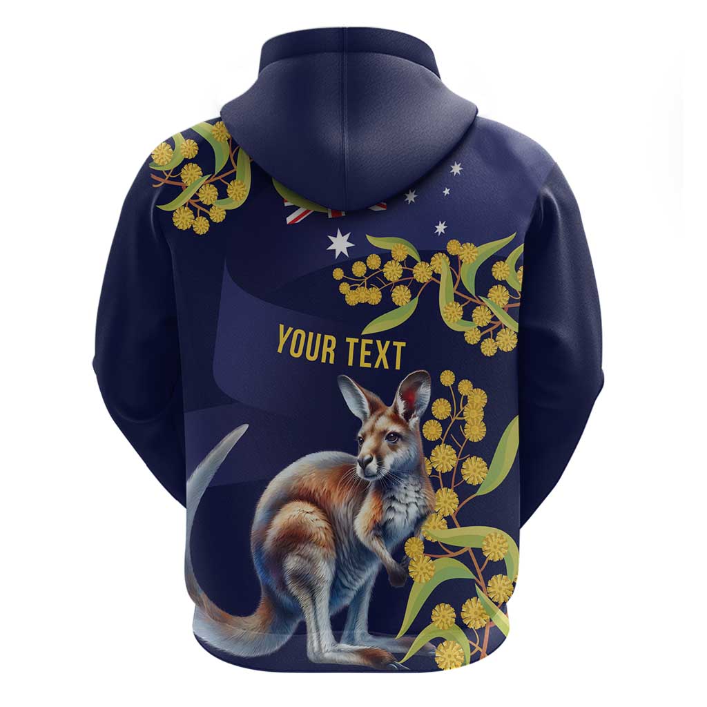 Blue Kangaroo and Golden Wattle Personalised Hoodie Happy Australia Day 6 January LT9 - Vibe Hoodie Shop